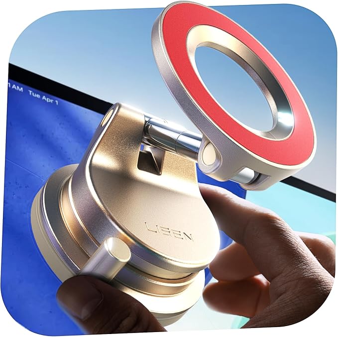 for Magsafe Car Mount, Cell Phone Holders for Your Car, Magnetic Car Accessories for Women Men Truck Jeep BMW, Vacuum Gifts Kits for iPhone 17 Pro Max 16 15 14 13 12, Samsung S26, Gold Red