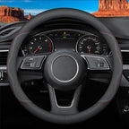 Deer Route Custom-Fit for Volkswagen Steering Wheel Cover, Premium Leather Car Cover with Logo, Non-Slip, Breathable, Accessories (A-Style,for Volkswagen)