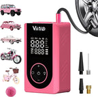 Tire Inflator Portable Air Compressor, LED Display & Auto Shut-Off, 5 Modes, 150PSI Cordless Air Pump with Digital Pressure Gauge for Car, Balls, Bike, Motorcycle, Pink Car Accessories for Women