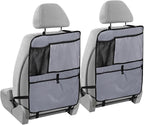 Grey Car Seat Organizer for Kids Backseat Kick Mat with Adjustable Strap Seat Back Protectors for Car Vehicle SUV 1 Pcs