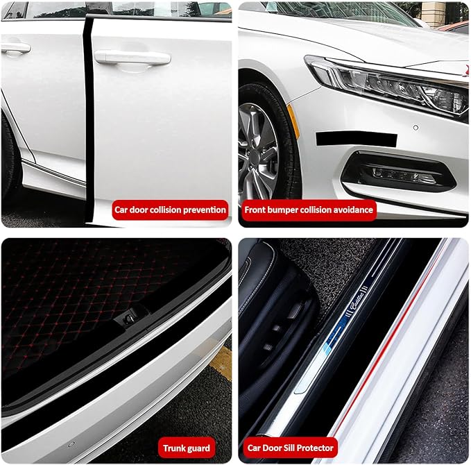 Car Door Sill Protector,2 in x 118 in Anti-Scratch Car Door Edge Guards,Automotive Anti-Collision Strip for Doors Edge,Front and Rear Bumper