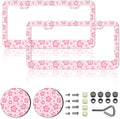 Pink Hibiscus Flower License Plate Frames,Tropical Floral Car Accessories for Women and Men ，Cute Aluminum License Plate Frame Fits Standard US Vehicles Size 12.2 x 6 Inch (Pink-Hibiscus Flower)