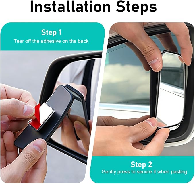 2 PCS Car Blind Spot Mirrors, Anti-glare Adjustable High-definition Mirrors, Rectangular Wide Angle Rear View Auxiliary Glass, Self-adhesive Accessory for Most Vehicles (Black)