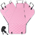 Waterproof Dog Car Seat Cover for Back Seat, Pet Hammock-S, Pink/Grey | Durable waterproof hammock with nonslip design & storage pockets. Protects seats from scratches, fits cars, SUVs & trucks.