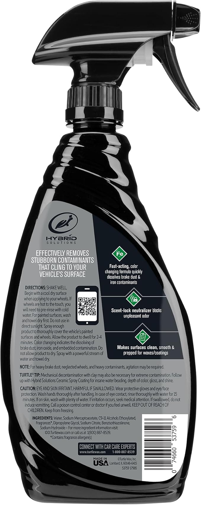 Hybrid Solutions Rapid Decon Iron Remover, 23 fl oz, Wheel Cleaner, Versatile Iron Remover and Tire Cleaner