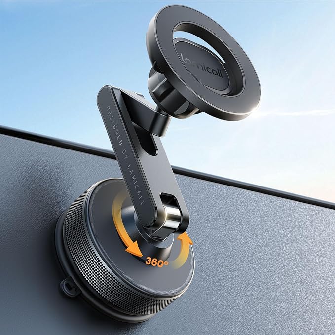 for Magsafe Car Mount - [Ultra Nano Gel & 70+LBS Vacuum Suction] 360° Magnetic Phone Holder for Car Suction Cup Phone Mount Dashboard Windshield Car Mount for iPhone 17 16 15 14 13 Pro Max