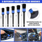 Windshield Cleaner Tool, 17Pcs Car Interior Detailing Kit, Detailing Brush, Towels, Duster, Car Cleaning Kit Interior for RVs, Truck, Trailer (Blue)