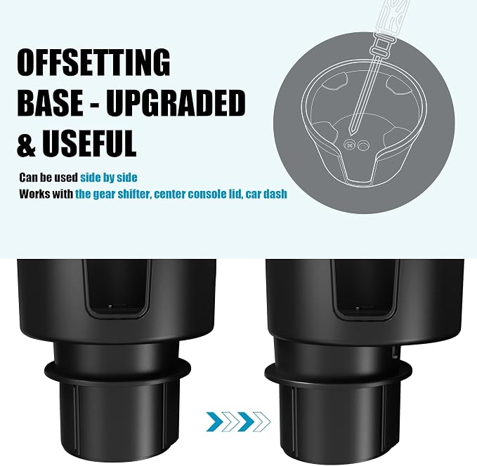 Upgraded Car Cup Holder Expander Adapter with Offset Adjustable Base, Compatible with Yeti 14/24/36/46oz Ramblers, Hydro Flasks 32/40oz, Other Large Bottles Mugs in 3.5"-4.0", 2 Pack
