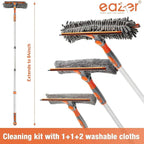 2-in-1 Window Cleaner Tool, 64'' Window Squeegee for Home, Window Cleaning Squeegee Kit with Telescopic Pole, Window Washing Kit with Rotatable Bendable Head(Threaded + Telescopic) - EAW01
