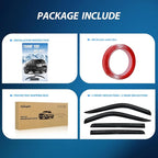 Tape-On Rain Guards for Chevy Silverado/GMC Sierra 1500 Crew Cab 2019-2024, Window Visors Vent Wind Deflectors-4PCS
