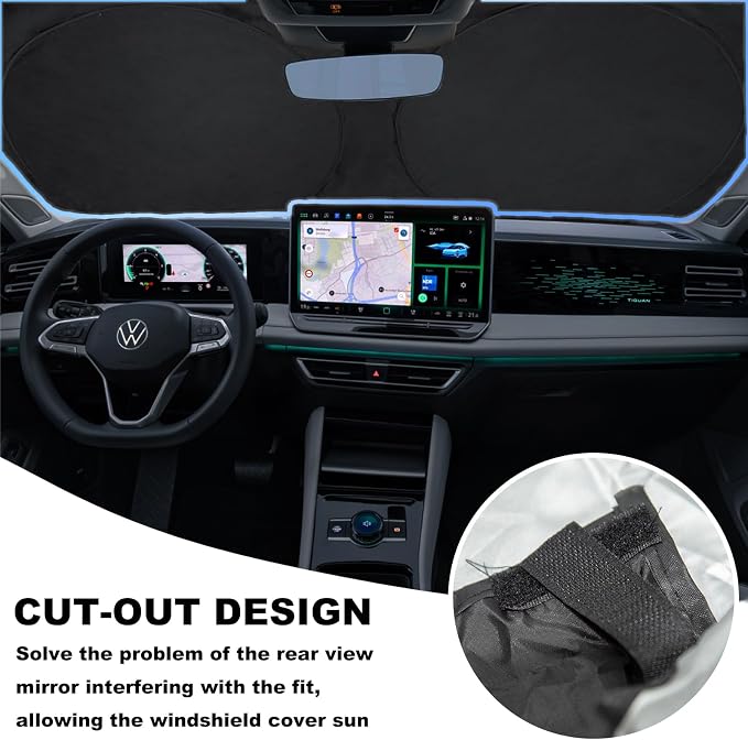 Sunshade for Volkswagen VW Tiguan 2018-2023 2024 2025 Sun Shade Windshield Cover, Foldable Front Window Shield Fit Tiguan SUV Sun Visor Blocks UV Rays Car Accessories