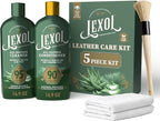 All Leather Care Kit - 5-Piece Natural Leather Cleaner & Conditioner with Aloe Vera, Bee Milk, Cloths & Brush for Car Seats, Furniture, Jackets, Bags & Boots, Gift for leather lovers