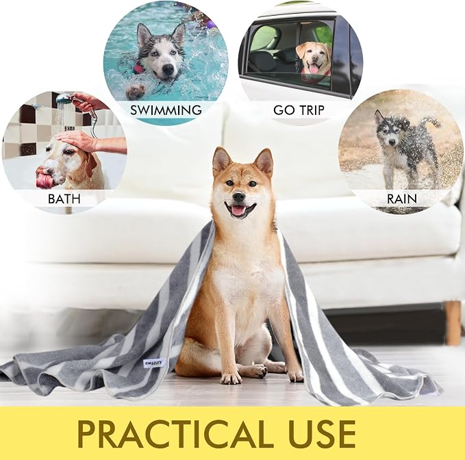 Dog Towel Super Absorbent Pet Bath Towel Microfiber Dog Drying Towel for Small, Medium, Large Dogs and Cats 30inch x 50inch 1 Pack Light-Gray
