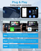 CHOVE 2-in-1 Wireless CarPlay & Android Auto Adapter, Upgrade Wired to Wireless, Compatible with iOS 10& Android