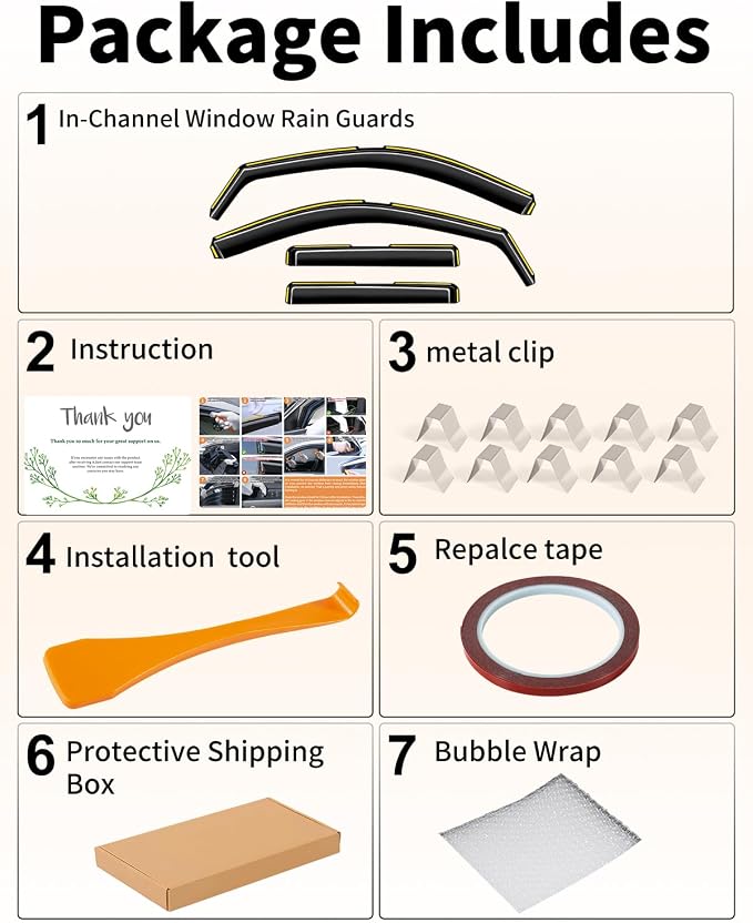 in-Channel Window Rain Guards Fit for Jeep Grand Cherokee 2011-2021,Rain Guards Extra Durable,Side Window Visors Deflectors Vent Visors Vent Shades Car Accessories -4 pcs