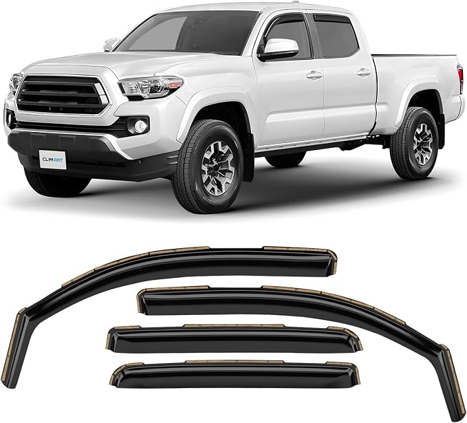 in-Channel Incredibly Durable Rain Guards for Toyota Tacoma 2016-2023 Double Cab, Truck Accessories, Vent Window Visors, Vent Deflector, Original Window Deflectors, 4 pcs - 616173