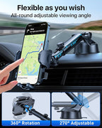 HTU Car Phone Holder【2026 Upgraded 100+LBS Suction & Safety Cert】 Cell Phone Car Mount for Truck Heavy Duty Phone Holder for Dashboard/Windshield/Vent for iPhone 17 16 Pro Max, Purple