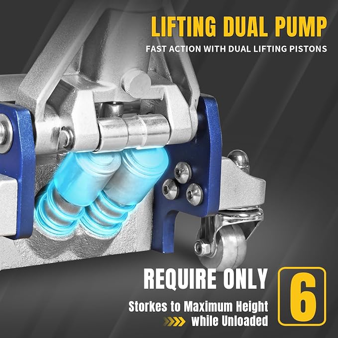 3 Ton Floor Jack Full Aluminum Ultra Lightweight Quick Rise Racing Floor Car Jack with Dual Pump Fast Lifting Low Profile Jack for Vehicle,6600 lbs Capacity