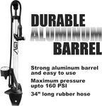BV Bicycle Pump Durable Bike Floor Pump 17/24 inch Smart Valve Head, 160 psi, Automatically Reversible Presta and Schrader