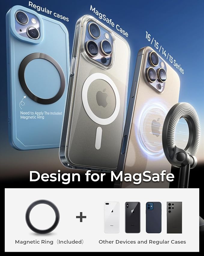 2026 Upgraded for MagSafe Vacuum Car Phone Mount, 2800gf Strong Magnetic Phone Holders for Your Car, 360° Adjustable 98LBS Suction Cup Car Mount, Car & Truck Accessory for iPhone 12–17 Pro Max