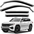 GrandWheel Window Deflectors Smoke Tinted in-Channel Side Window Vent Visor Deflectors Rain Guards Compatible with Volkswagen (VW) Atlas 2018-2026 - 4pcs. GW0800