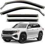 GrandWheel Window Deflectors Smoke Tinted in-Channel Side Window Vent Visor Deflectors Rain Guards Compatible with Volkswagen (VW) Atlas 2018-2026 - 4pcs. GW0800