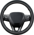 Soft Leather Steering Wheel Cover with Breathable Design and Anti-Slip Grip, Fully Compatible with Tesla, Toyota, Honda, Nissan 14.5-15.2 inch Round Steering Wheel（Sedans and SUVs）