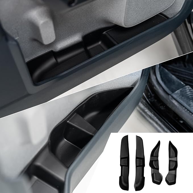 Door Side Storage Tray Compatible with 2022-2025 (Not fit 2026) Ford Maverick Side Door Storage Box Car Side Organizer Phone Pocket Silicone Front & Rear 4PCS Maverick Accessories (Black)