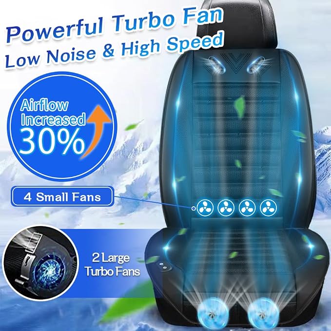Cooling Car Seat Cover Front Seat,Ventilated Car Seat Cooling Pad with 30-Air-Outlets,Cooling Car Seat Cushion with 3-Speed Modes,Seat Coolers Universal Fit for 12V Car SUV (Black)