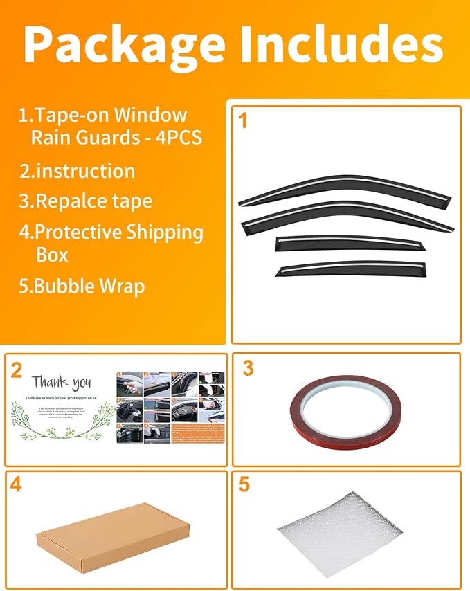 Low-Profile Window Rain Guard for Honda Civic Hatchback 2022-2026 Side Window Visors Extra-Thick Vent Visor HB LX Sport Touring EX-L Window Deflectors Vent Shades Car Accessories