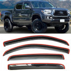4PCS in-Channel Window Visors Vent Deflectors Compatible with 2016-2023 Toyota Tacoma Double Cab,Smoke Tint Rain Guards for Tacoma 16-23, Extra Durable Vent Guard Shades Car Accessories