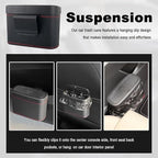 Push-Top Car Trash Can with Lid and Hanging Clip,Small Leather Car Garbage Can with 30 Trash Bags,Multi-Purpose Leakproof Cars Trashes Bin Cars Accessories for SUV,Truck,Auto