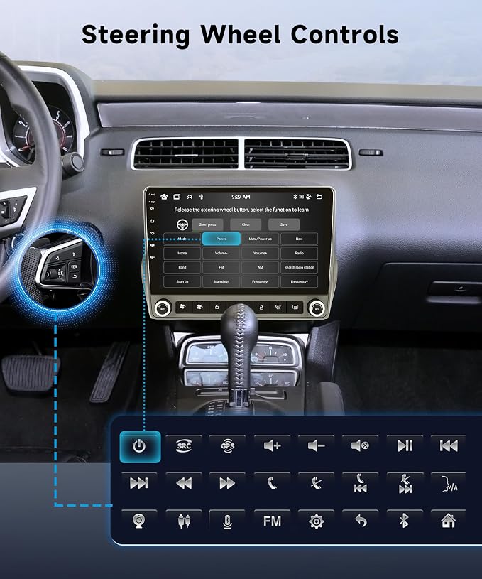 8Core 6+128G Car Stereo for Chevrolet Chevy Camaro 2008-2015 Wireless Carplay Android Auto,9“ IPS Touchscreen Android Car Radio,GPS,5GWiFi,32EQ DSP,Bluetooth5.0,SWC,Backup Camera