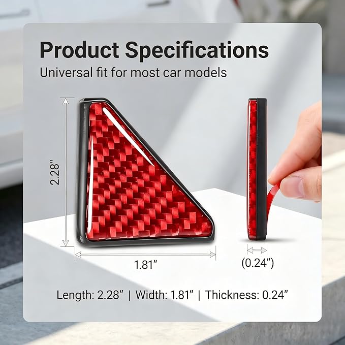 2 PCS Car Door Corner Edge Guards, PVC Thickened Anti-collision Protector, Carbon Fiber Sporty Right-angle Decorative Sticker, Self-adhesive Exterior Accessory for Cars SUVs Trucks (Red)