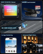 4K STARVIS 2 Dash Cam for Toyota Camry 2025-2026 LE SE XLE XSE Nightshade,OEM Factory Look Car Camera with WiFi App,Loop Recording,G-Sensor,Plug & Play,Parking Hardwire Kit, 64GB