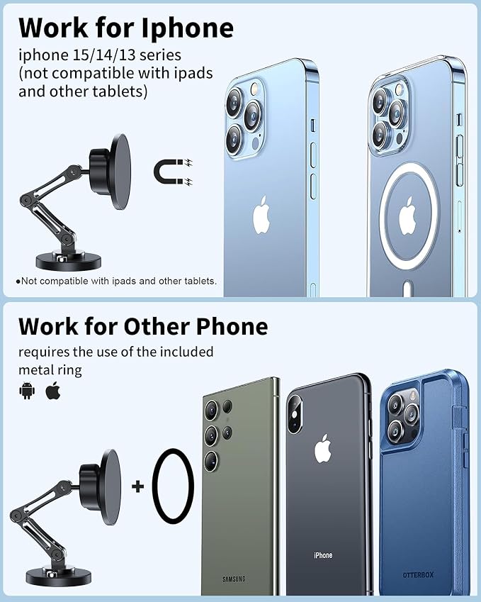 Magnetic Car Phone Holder Mount (360° Rotation) Cell Phone Car Holder, Phone Mount for Car Windshield Dashboard Hand Free Mount for iPhone 17 16 15 14 13 Pro Max All Smartphones