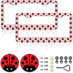 Ladybug License Plate Frames，Ladybug Car Accessories for Women and Men ，Cute License Plate，Aluminum License Plate Frame Fits Standard US Vehicles Size 12.2 x 6 Inch (White-Ladybug)