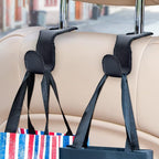Purse Hook for Car Seat Headrest, Car Purse Holder Leather Vehicle Storage Organizer for Handbags, Groceries, 4Pack Black