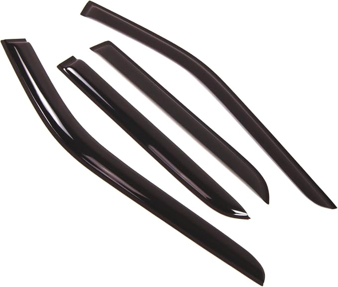 WD2-157B Dark Smoke 4 Pcs Set Window Visor (Outside Mount) Deflector Rain Guard Compatible with 2017-2018 Ford Explorer