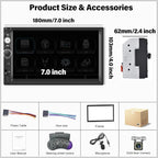 Double Din A-pple CarPlay Car Stereo with Carplay Android Auto,Bluetooth,7" HD Touchscreen 2 Din Car Radio Car Multimedia MP5 Player AUX/USB/TF Card Input Mirror Link,FM,SWC+12 LEDs-Backup Cam Mic USB