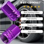 12PCS Tire Valve Stem Caps, with Rubber O-Ring, Corrosion Resistant Leak-Proof, Aluminum Alloy Universal Wheel Valve Covers for Cars, SUV, Trucks, Bikes, Motorcycles, Bicycles(Purple)