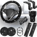 11PCS/Set Bling Car Accessories Set for Women, Rhinestone Vehicle Steering Wheel Cover Seat Belt Cushion Gear Shift Protector Cup Holder Coaster, Universal Automotive Accessories (Black)