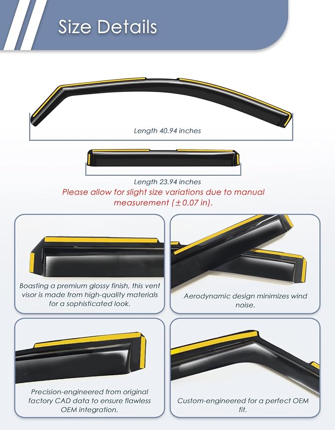 in-Channel Window Rain Guard for Chevy Traverse 2018-2023 Rain Guards Chevrolet Traverse Side Window Visors Low Profile Vent Visor Window Deflectors Vent Shades Car Accessories