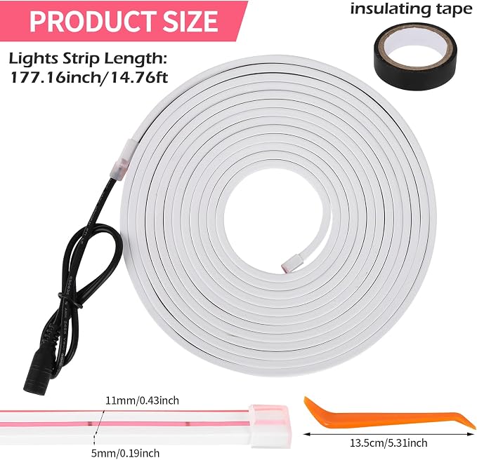 Car LED Strip Lights - Trunk Cargo Ambient Lighting, Pink 10000K, 177.16 inches Flexible Cuttable LED Light Strip, Easy Install, Waterproof, Universal Fit for Car Trunks, SUVs, and Vans