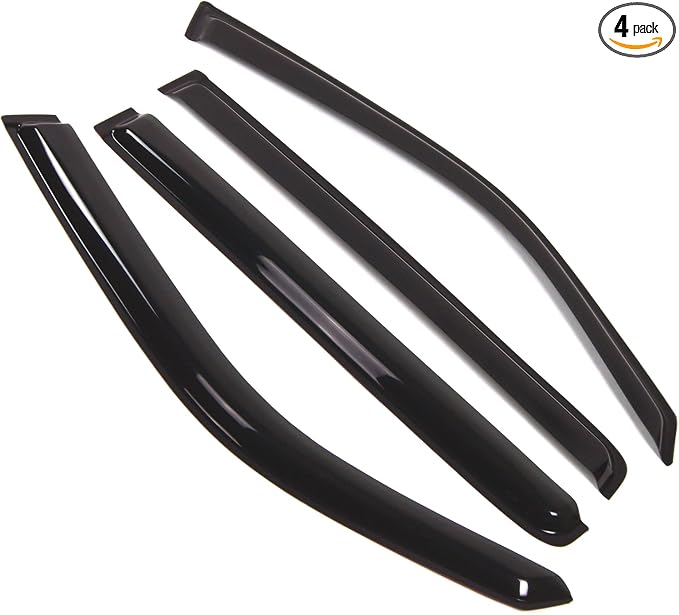 Outside Mount Window Vent Visors Rain Guards Compatible with Honda Pilot 2009-2015 | Side Window Wind Deflectors Rain Shields | Black Tinted, 4 Pcs Set, BGWV-242