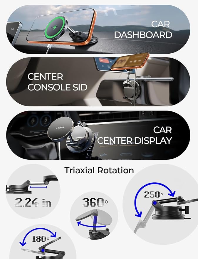 15W Magsafe Wireless Car Mount Charger