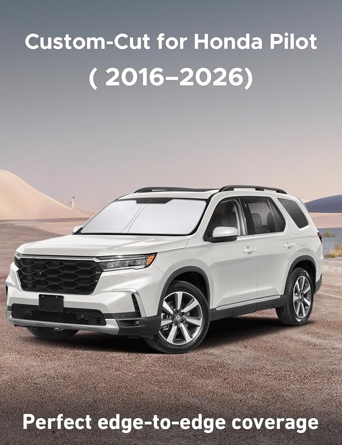 Windshield Sunshade Compatible for Honda Pilot 2016-2024 2025 2026, Sun Visor for Front Windshield & Window Sun Shade Cover, UV Heat Blocker & Protector, Car Accessories