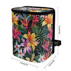Tropical Hiiscus Plumeria Print Car Trash Can with Lid, Leak Proof Auto Trash Bag Hanging Vehicle Garbage Can Multipurpose Storage Container for Back Seat Road Trip