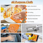 Microfiber Cleaning Cloth -Pack of 24, Highly Absorbent Cleaning Rags(Grey&Orange), 16"X12" All Purpose Cleaning Towels for Housekeeping, Kitchen, Car, Reusable Microfiber Towels