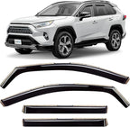 in-Channel Extra Durable Rain Guards for Toyota RAV4 2019–2025, Window Deflectors, Vent Window Visors, Dark Smoke, 4-Piece Set – 619152